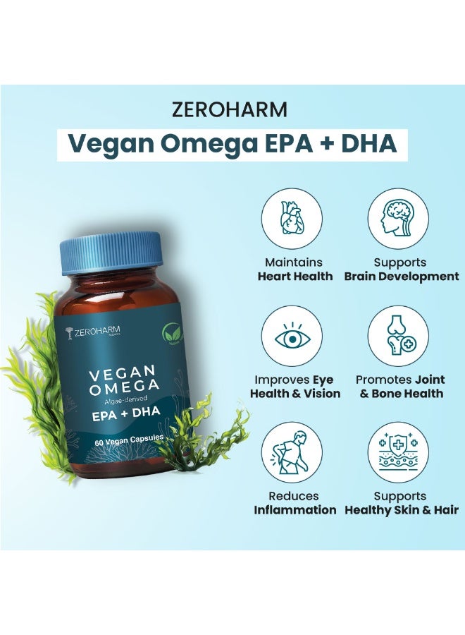 ZEROHARM Vegan Omega EPA+DHA - Algal Derived for Men & Women - 60 Capsules - Image 3